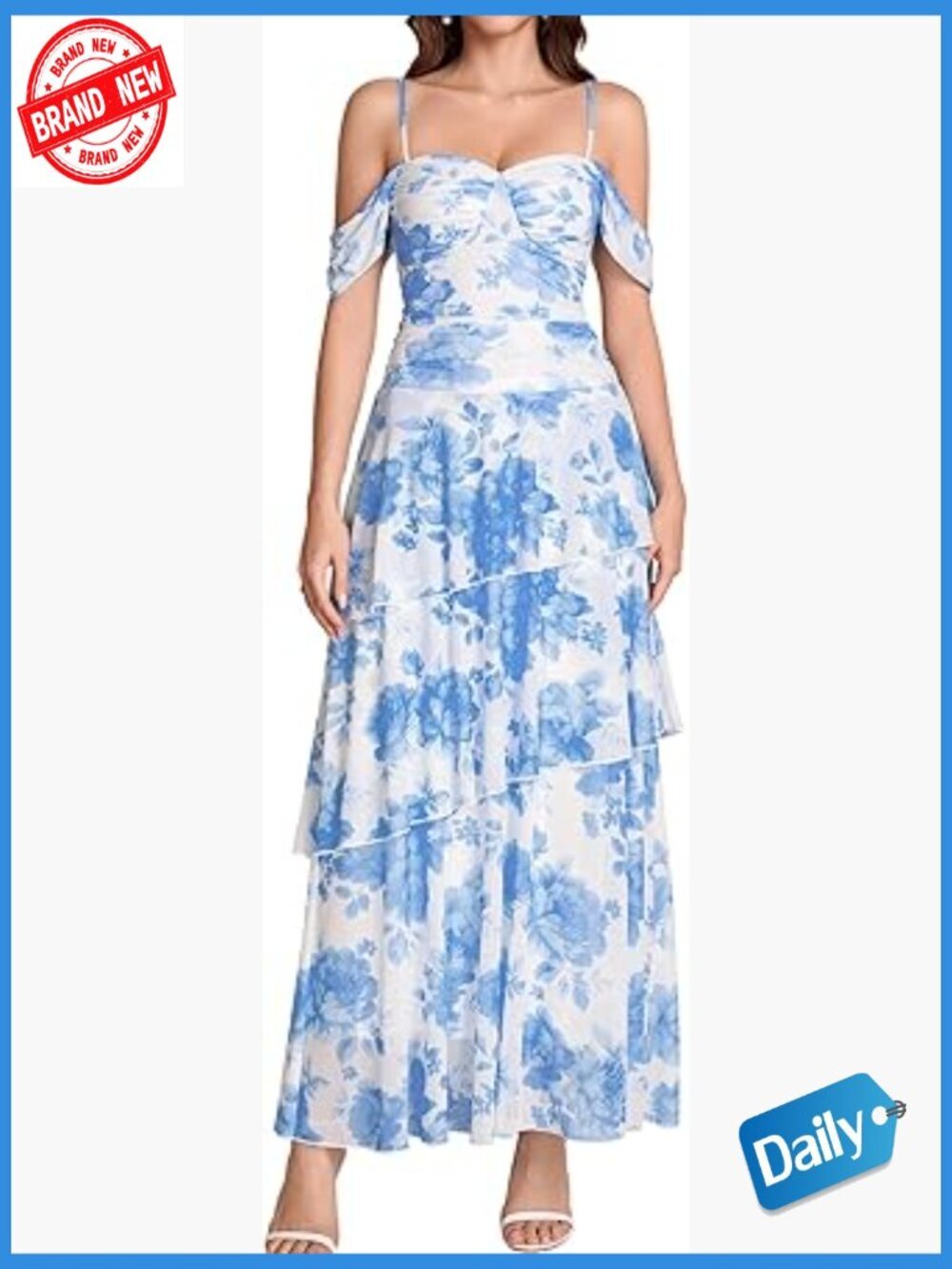 Tiered Floral Maxi Dress, Elegant Summer Wedding Guest Dress, Ruffle Long